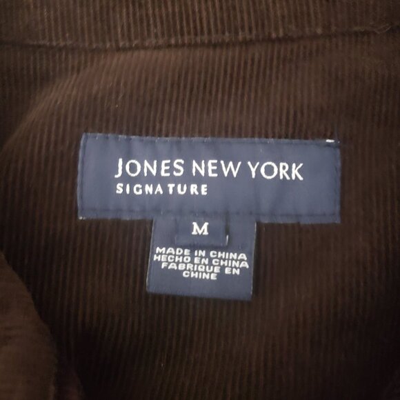 Jones New York M Brown Corduroy Jacket Button Front Stretch - Picture 12 of 12